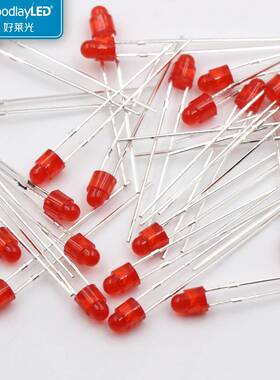 深圳工厂显4mm长无品牌/脚带色直插灯3珠高色红光灯珠XLED发光二