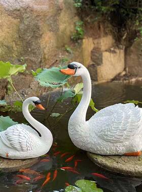 外动花园树脂户物模仿真天鹅摆件别墅庭院假1923-192山鱼池喷型水