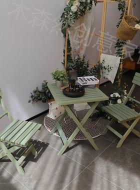 庭院户阳15732外桌茶椅子靠背椅几防腐木茶几台休子闲桌椅可折叠