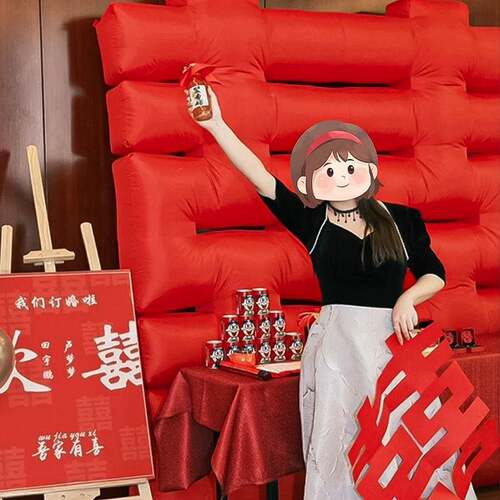 立体字充气喜字落地大喜字气球三米充F97T9898布气款囍背婚礼置留