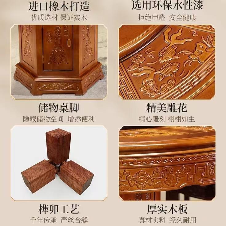 金花梨实木餐桌仿椅DY569341餐桌木组合转盘中式家圆桌明清用饭桌