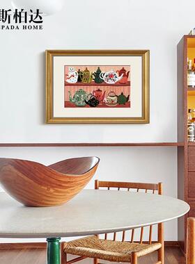 厅餐厅装饰画厨房壁画饭象创个意性单幅抽免打孔安装油画SF614086