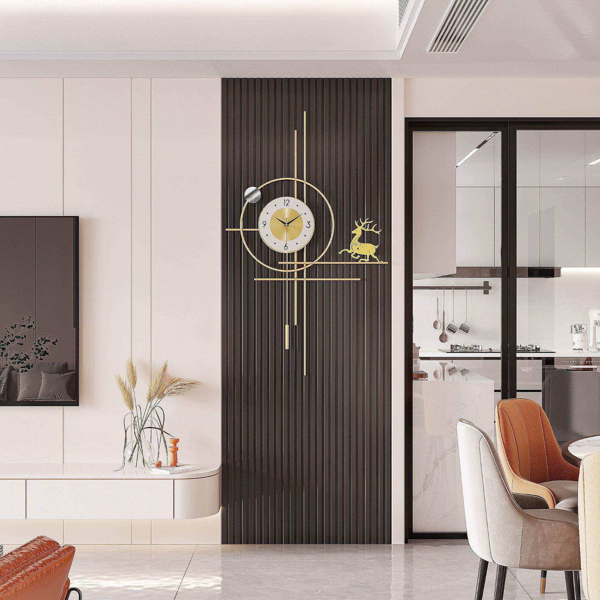 创意客厅时尚挂墙艺术壁饰石英钟北欧轻奢钟表简约时钟挂钟