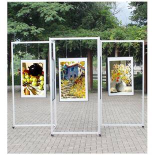 折叠书画展板学校美术书法作品展示架字画摄影展架可移动折叠屏风