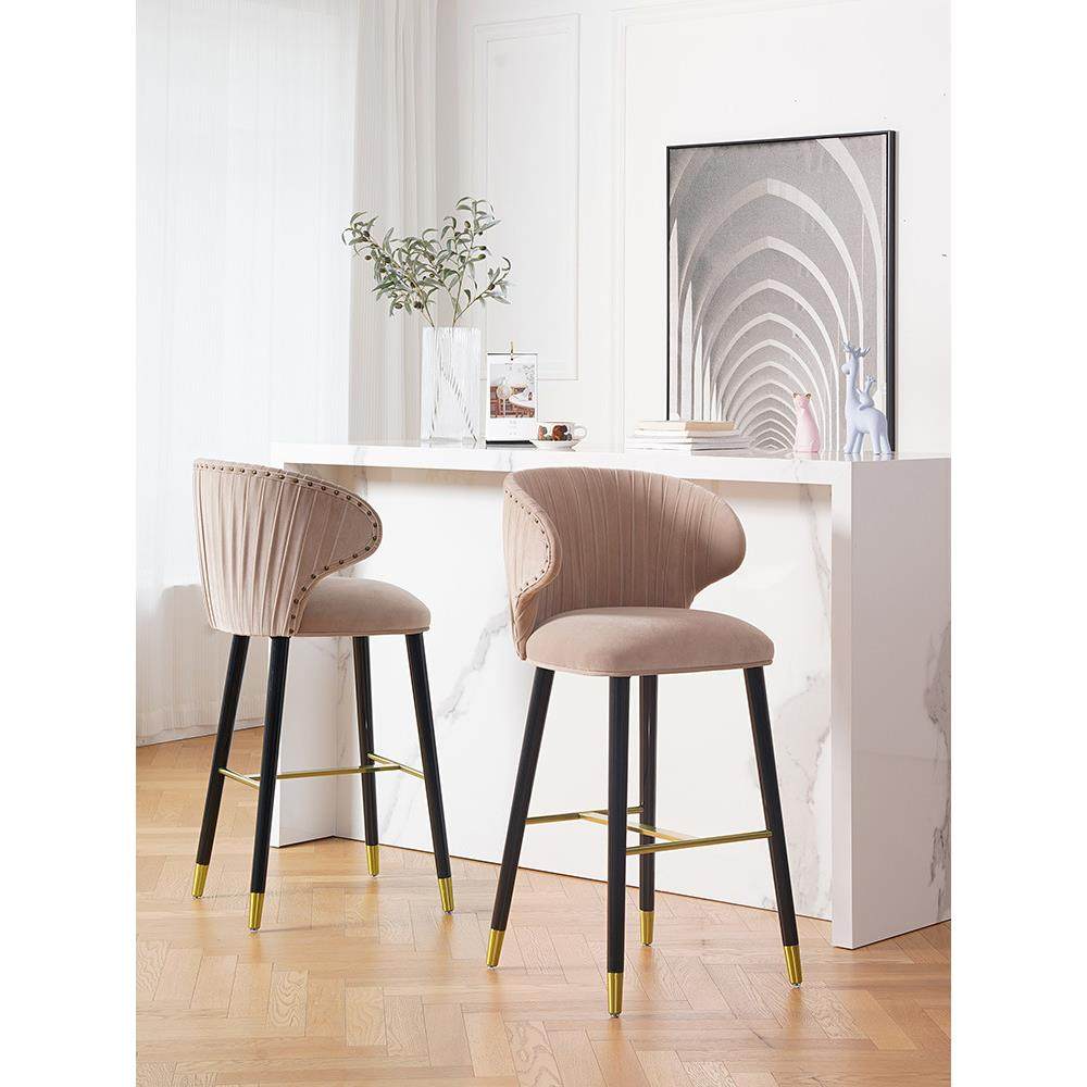 椅吧台实木前台吧接待绒布轻脚凳台椅椅家用靠背酒吧高脚椅奢不锈,农用物资,其他肥料,淘宝优惠券,粉丝福利购,淘宝优惠卷