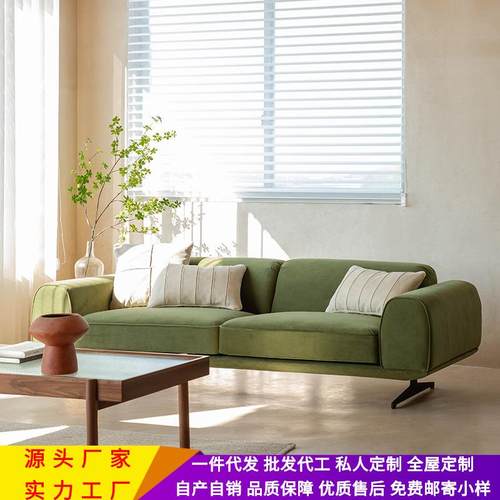 北欧布艺沙发日式复古大小户型客厅设计师家具诧寂风网红三人位