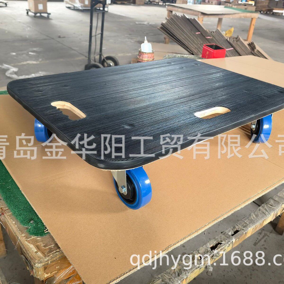 木质轻型搬家工具车木台RPW7050黑色橡胶防滑垫4寸TPR脚轮
