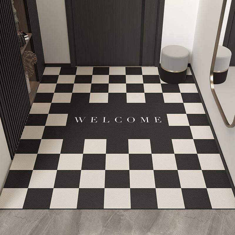 轻奢格子入户门地垫玄关进门门垫可擦免洗脚垫防滑耐磨皮革地垫,纺织面料/辅料/配套,纺织机械配件,淘宝优惠券,粉丝福利购,淘宝优惠卷