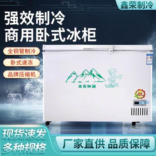 商用大容量卧式冰柜冰箱家用冷藏柜保鲜冷冻柜全铜管商用卧式速冻