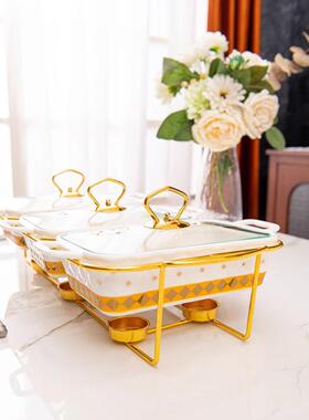 casserole三格金色架子珠点陶瓷烤盘金点3pcsbakeware