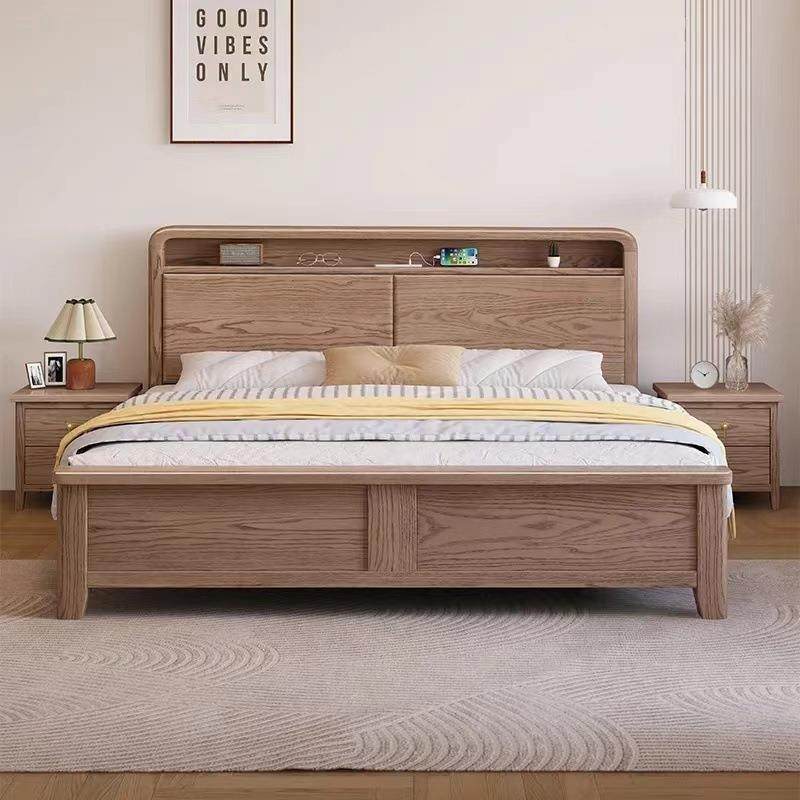 白蜡木实木床极简轻奢1.8x2米储物床现代简约1.5米民宿床婚床