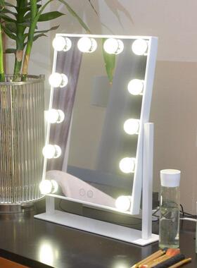 大号台式带灯美容镜方形LED灯泡镜子便携影楼美妆梳妆镜