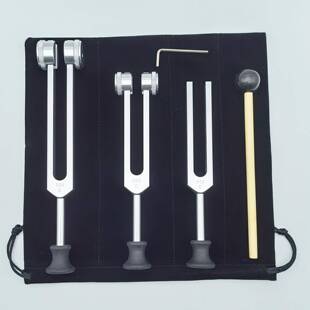 128HZ256HZ512HZ铝合金音叉套装音叉金色3支音叉带底座