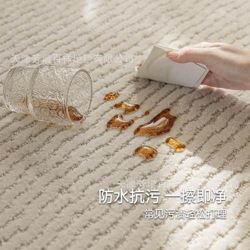 新西兰羊毛防水抗污免洗地毯客厅极简奶油风沙发茶几毯卧室床前地