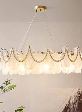 2022年新款法式轻奢珍珠水晶吊灯客厅书房餐厅网红led灯复古灯具