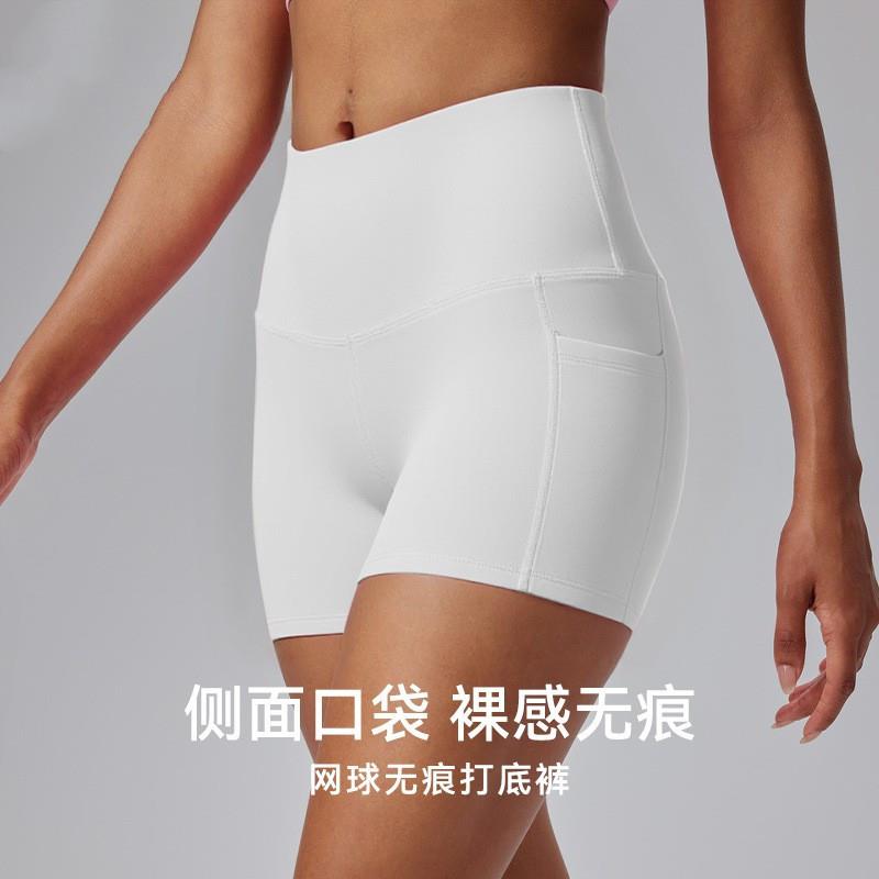 运动短裤女打底裤速干弹力透气内裤侧口袋瑜伽网球热裤健身三分裤