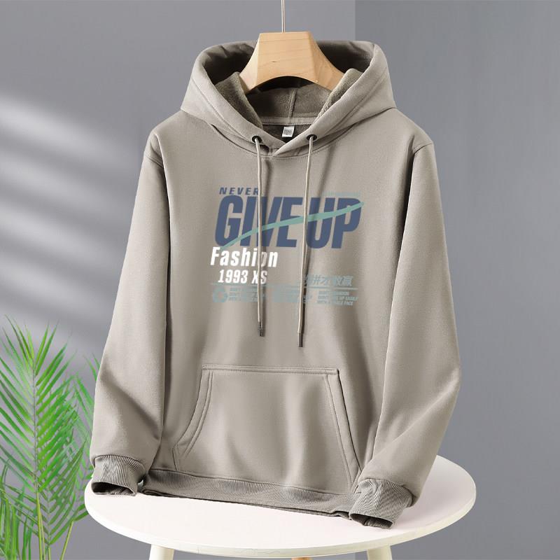 2023年冬季加绒加厚连帽卫衣男运动宽松潮流百搭秋冬款帽衫外套潮