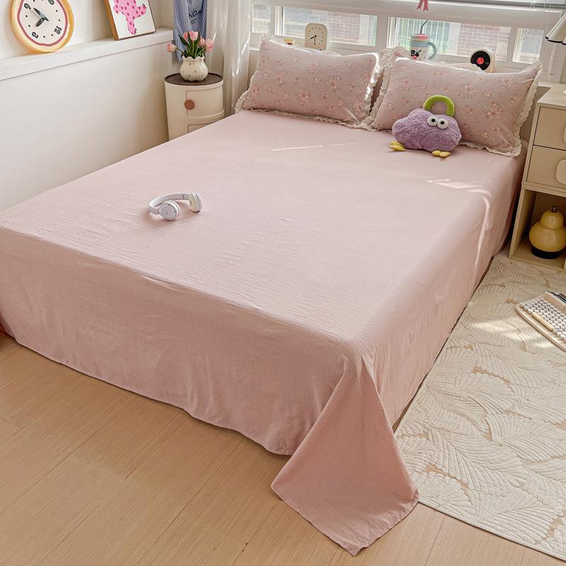 A类纯棉床上用四件套婴级双层品纱全棉床套单被学生宿母舍三PGS件