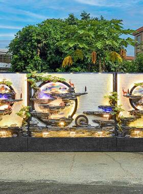 双面幕墙水屏风户外庭院店公司酒开流业送礼喷泉落地隔TQE断摆水