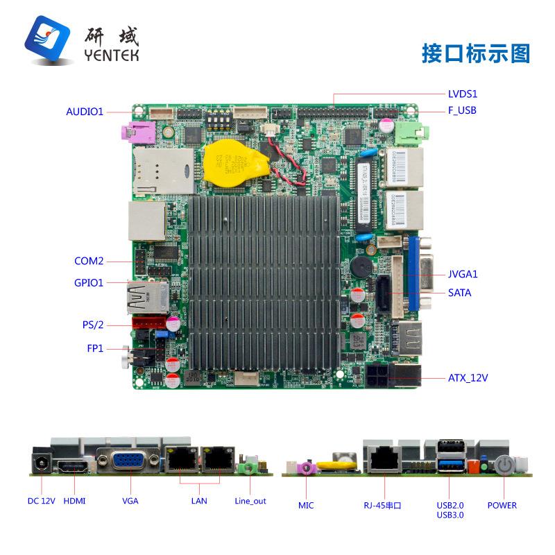 域工控N29工控板J1900迷你I主TX工业一体机UC电脑双网研2串87765N
