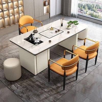轻奢岩板室茶椅组合桌简约台现KFZ代阳办公小茶几烧水壶岩板茶台