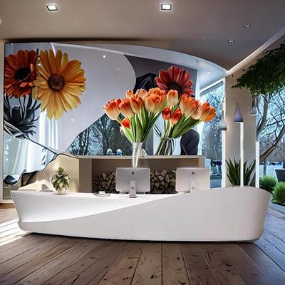 大厅服台酒店吧台创公POF01司前台前桌新款意务台舟形简约现代接