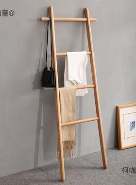 衣毛帽木架19366卧室实梯子巾架浴室梯形入户尾小型床挂衣架置物