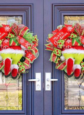 热卖饰格林腿环门挂爆款圣ONZ诞节奇装绿毛怪花挂饰