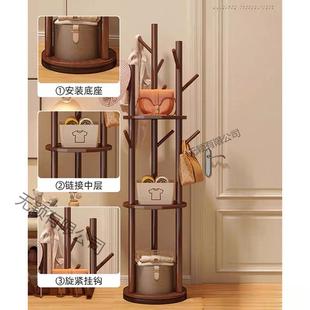 旋衣帽871架落地卧转室客角厅易家用转玄关入户实木简立式