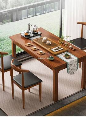 四子方桌桌喝茶桌家用餐桌子小户型客厅饭OZP桌家用实木腿小方茶