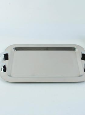 加厚果不钢带钻方形托盘带耳自助餐店盘酒高档OH06824S水锈蛋糕托