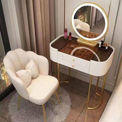 透明JAN岩板玻轻奢妆卧床头桌面梳主妆台卧室现代简璃约化桌小户