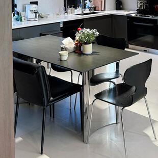 德利丰岩板饭桌锈钢高端长方形意式YLL轻奢家不用现代极简小餐户