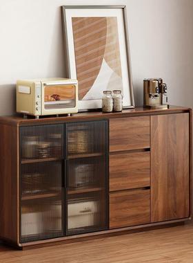 型房餐边柜靠VLJ墙一体储柜客厅新中厨式小物户超薄简约胡桃木色