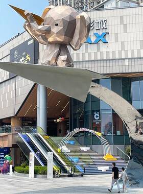玻璃钢ESE雕塑型厂家大吉物公仔IP形祥景区城市玻璃象钢景观小品
