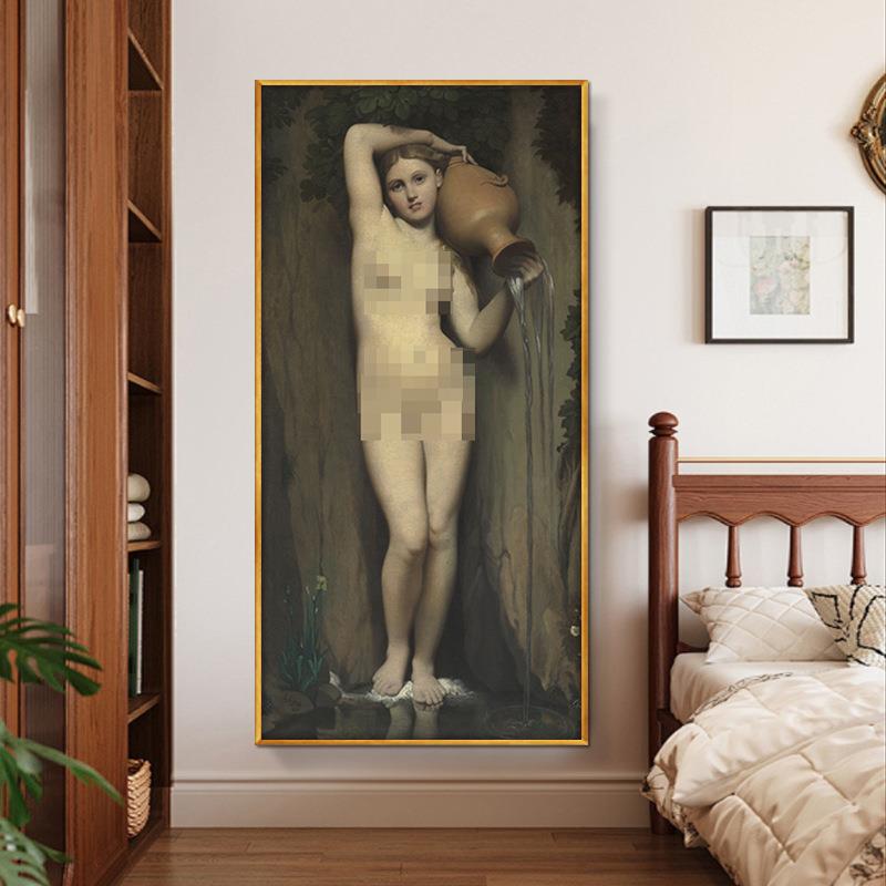 泉》世界名画欧美女格人装物挂GOW画安尔人体油画饰画式卧室玄关