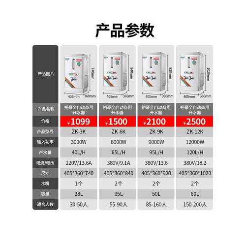 不TM608067机锈钢开水器ZK-3K2节能环保自动电热商用烧开水28升10