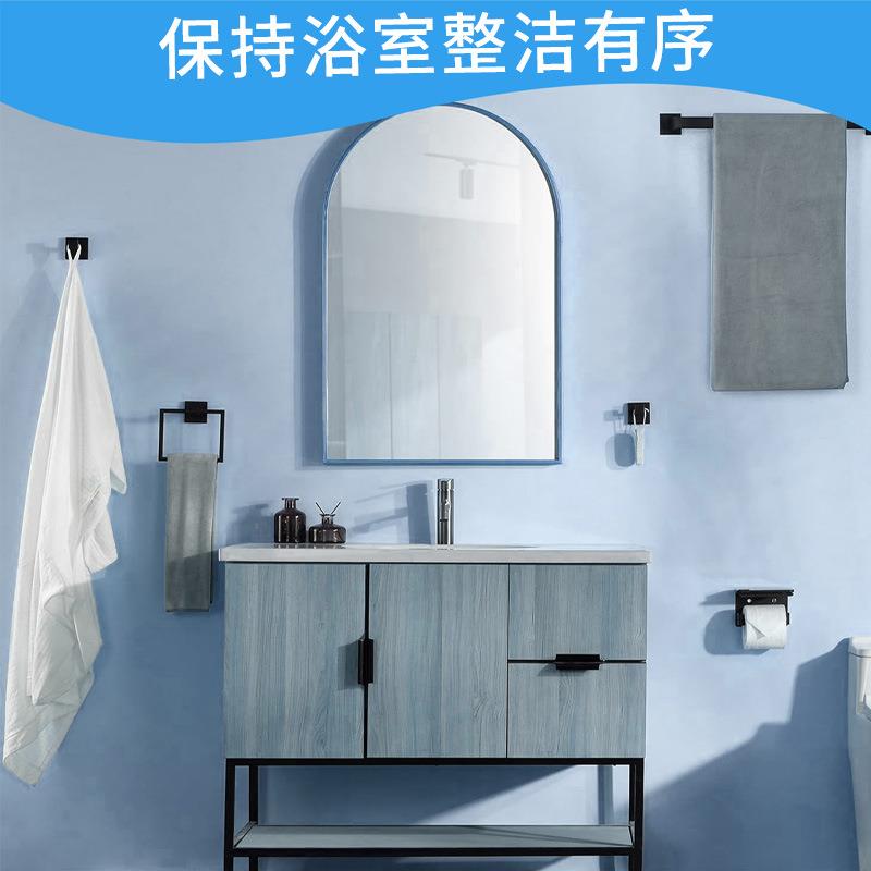 跨境高端卫生间不锈钢哑黑5件套装毛巾架纸巾架衣钩