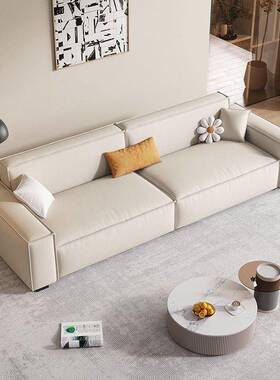 极厅简奶油现风豆腐块沙发客简约代排沙发IMQ网红款猫抓直皮艺沙