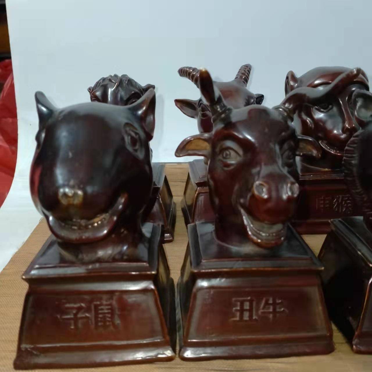 明园十二生肖十二首生肖兽摆件全套兽狗首红铜圆鼠牛虎兔龙蛇马羊