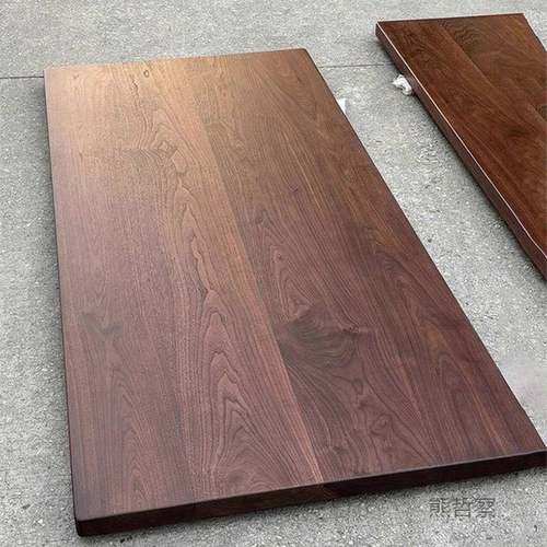 黑胡桃木板实木吧台原木茶桌降桌面板无品牌/悬转桌面实角升木浮