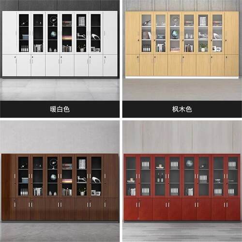 办柜公室木文件柜带锁资料柜老板书柜背景柜档案玻璃储门WWR物质