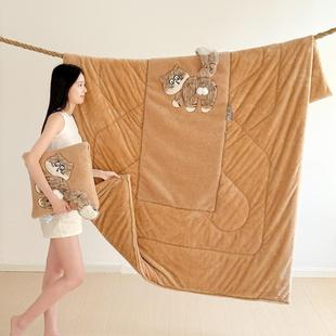 款加厚长绒抱枕被办子两用二合保证正品一公室午睡被车沙发靠新载