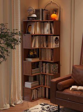 实边木转角书架卧室落置物VKR架床拐角柜客靠墙储物柜子学生地书