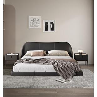 色卧软包 极简黑2326 新款 悬浮床户现代简约意主1.8米双人床小型式