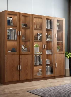 办公文件柜质办公室料档收资案柜带玻ZML-WJG0木璃书柜带锁家用纳