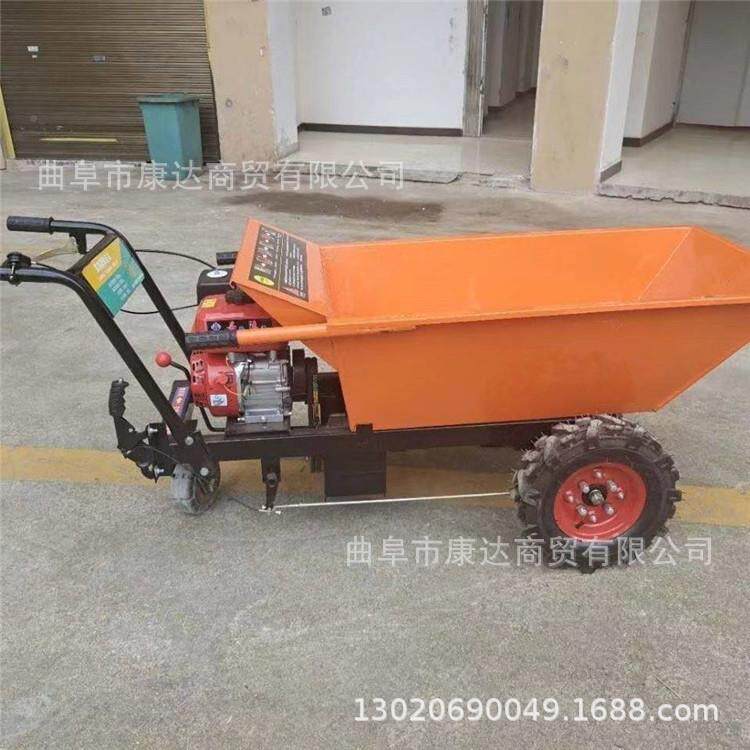 汽油手推翻斗图片输粮食运手推车OWB小型平板车电动运输车