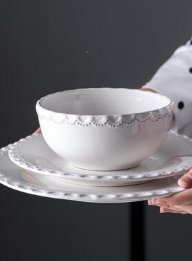 盘家BNB子用2025具新款欧式复古套餐餐盘碟子装个性创意西餐圆盘