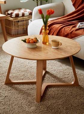 严选公寓民户宿木风小型实原木茶几组合客家用纯实木圆wyy20241形
