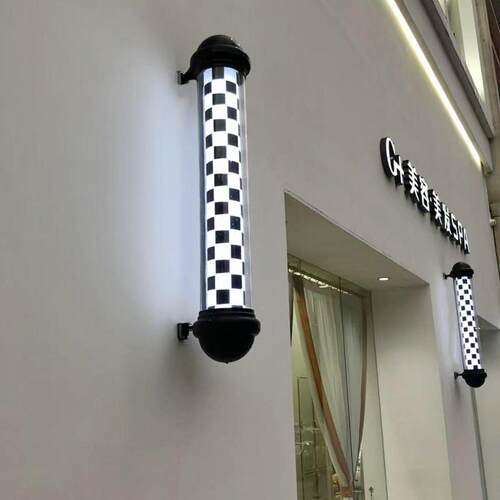 美形发壁转理发店LED圆广WHH告转灯灯挂复古发廊灯箱户外挂墙防水